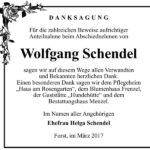 Danksagung Wolfgang Schendel