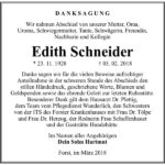 Danksagung Edith Schneider