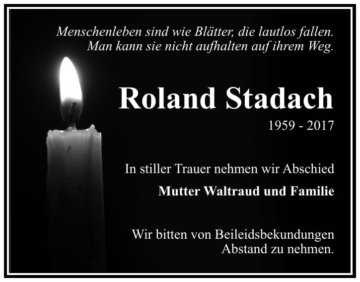 Traueranzeige Roland Stadach