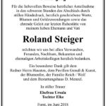Danksagung Roland Steiger
