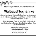 Traueranzeige Waltraud Tscharnke