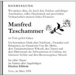 Danksagung Manfred Tzschammer