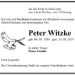 Traueranzeige Peter Witzke