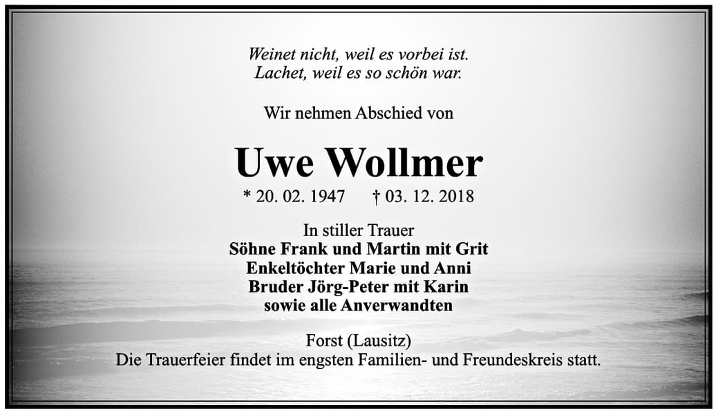 Traueranzeige Uwe Wollmer