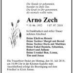 Traueranzeige Arno Zech