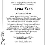 Danksagung Arno Zech