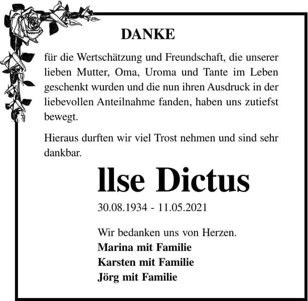 Danksagung Ilse Dictus