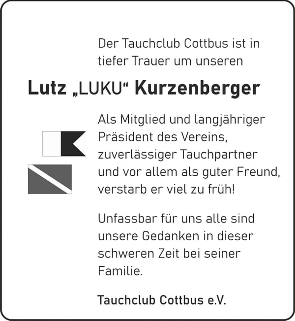 Traueranzeige Lutz „LUKU“ Kurzenberger