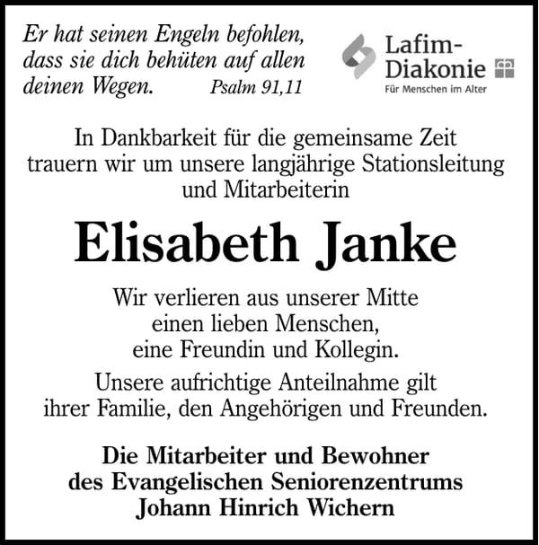 Nachruf Elisabeth Janke
