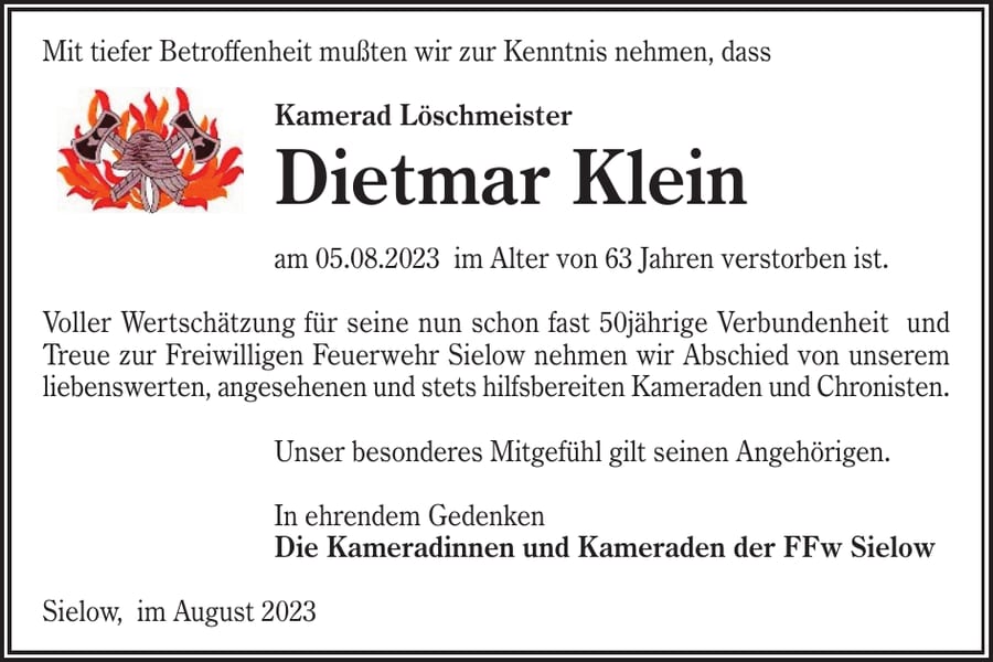 Nachruf Dietmar Klein