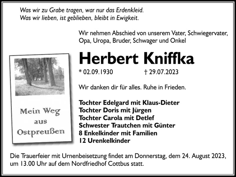 Traueranzeige Herbert Kniffka