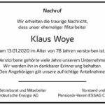 Traueranzeige Klaus Woye
