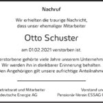 Nachruf Otto Schuster