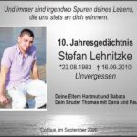 Jahresgedenken Stefan Lehnitzke
