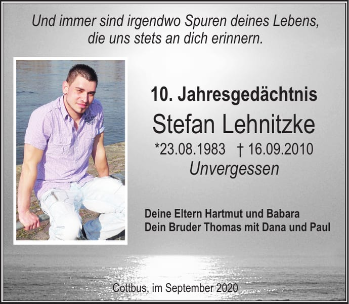 Jahresgedenken Stefan Lehnitzke