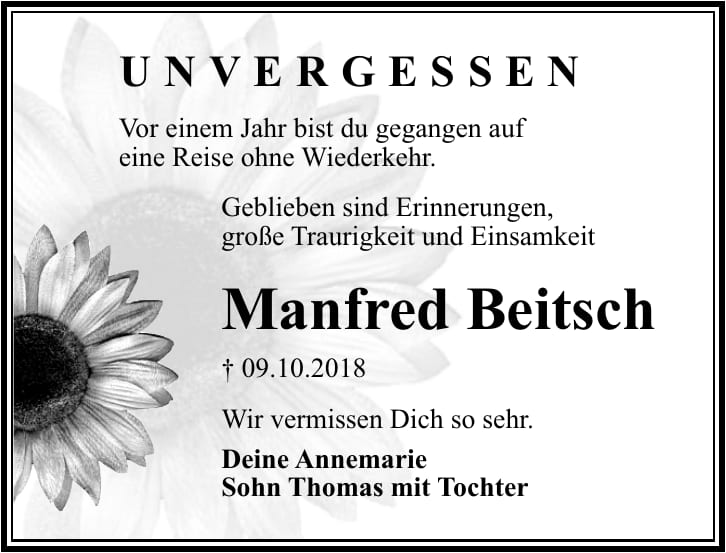 Jahresgedenken Manfred Beitsch