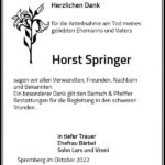 Danksagung Horst Springer