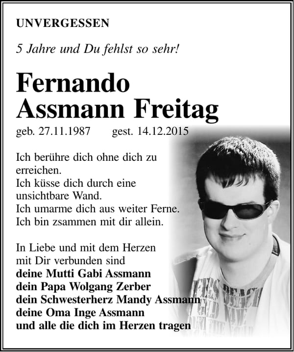 Jahresgedenken Fernando Assmann Freitag