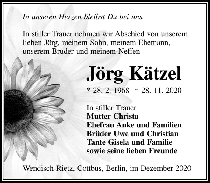 Traueranzeige Jörg Kätzel