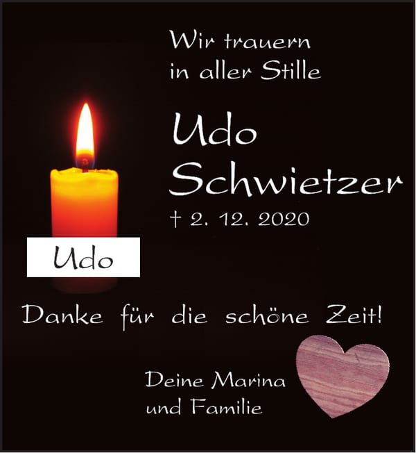 Traueranzeige Udo Schwietzer