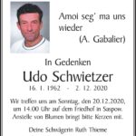 Traueranzeige Udo Schwietzer
