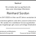 Traueranzeige Reinhard Sordon