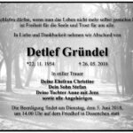 Traueranzeige Detlef Gründel