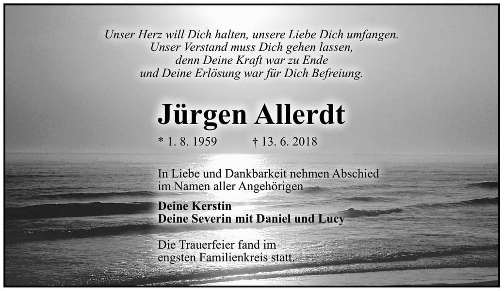 Traueranzeige Jürgen Allerdt