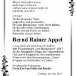 Danksagung Bernd Rainer Appel