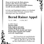 Traueranzeige Bernd Rainer Appel