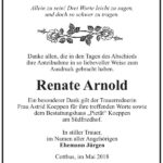 Danksagung Renate Arnold