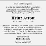Danksagung Heinz Atrott