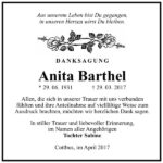 Danksagung Anita Barthel