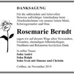 Danksagung Rosemarie Berndt