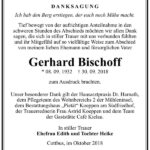 Danksagung Gerhard Bischoff