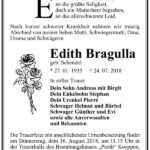 Traueranzeige Edith Bragulla geb. Schendel