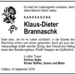 Danksagung Klaus-Dieter Brannaschk
