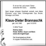 Traueranzeige Klaus-Dieter Brannaschk