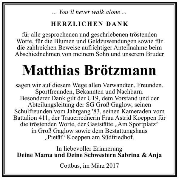 Danksagung Matthias Brötzmann