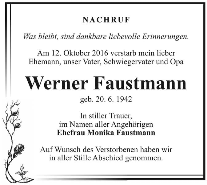 Nachruf Werner Faustmann