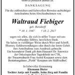 Danksagung Waltraud Fiebiger, geb. Retzdorff