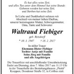Traueranzeige Waltraud Fiebiger, geb. Retzdorff