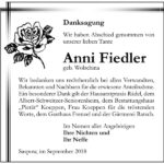 Danksagung Anni Fiedler geb. Wolschina