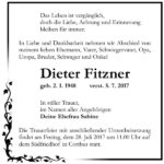 Traueranzeige Dieter Fitzner