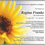 Traueranzeige Regina Franke, geb. Kretschmann