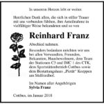 Danksagung Reinhard Franz