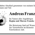 Traueranzeige Andreas Franzke