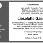 Danksagung Lieselotte Gassan