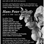 Traueranzeige Hans Peter Gerloff