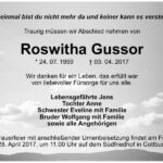 Traueranzeige Roswitha Gussor